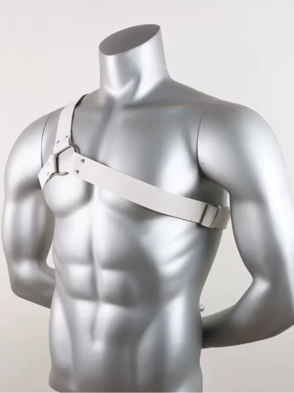 White Leather Chest Harness Strap for Men - New